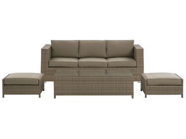 Garden Lounge Set with Table 5 Seater BELLUNO Brown PE Rattan