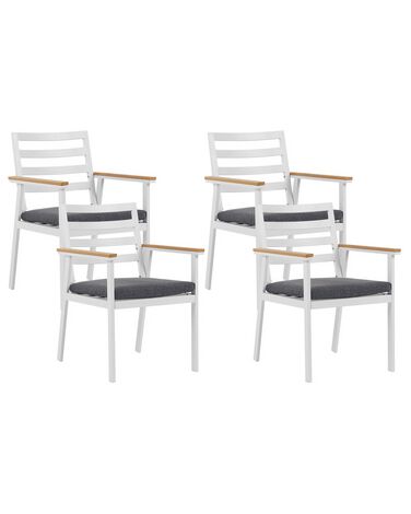 Set mit 4 Stühlen und Sitzkissen CAVOLI Metall Grau