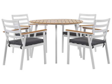 Garden Dining Set 4 Seater CAVOLI Grey Metal with Cushions