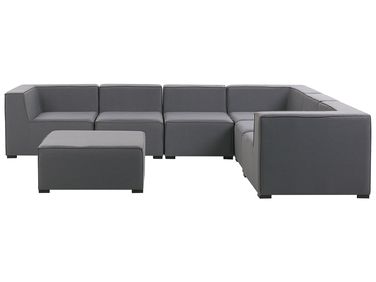 Garten Ecksofa mit Ottomane 7-Sitzer AREZZO linksseitig Grau modular