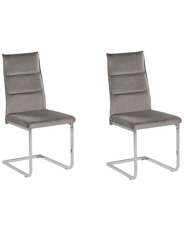 Esszimmerstuhl 2er Set ROCKFORD Samtstoff Grau