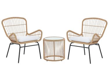 Bistro Set inkl. Kissen LABICO Polyrattan Hellbraun