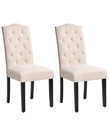 Esszimmerstuhl 2er Set SHIRLEY Stoff Hellbeige