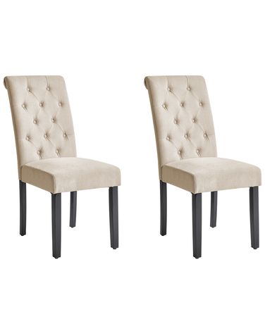 Esszimmerstuhl 2er Set VELVA Stoff Sandbeige