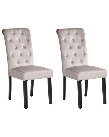 Esszimmerstuhl 2er Set VELVA Samtstoff Grau