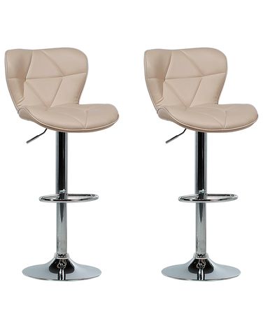 Set mit 2 Barstühlen VALETTA Kunstleder drehbar Hellbeige