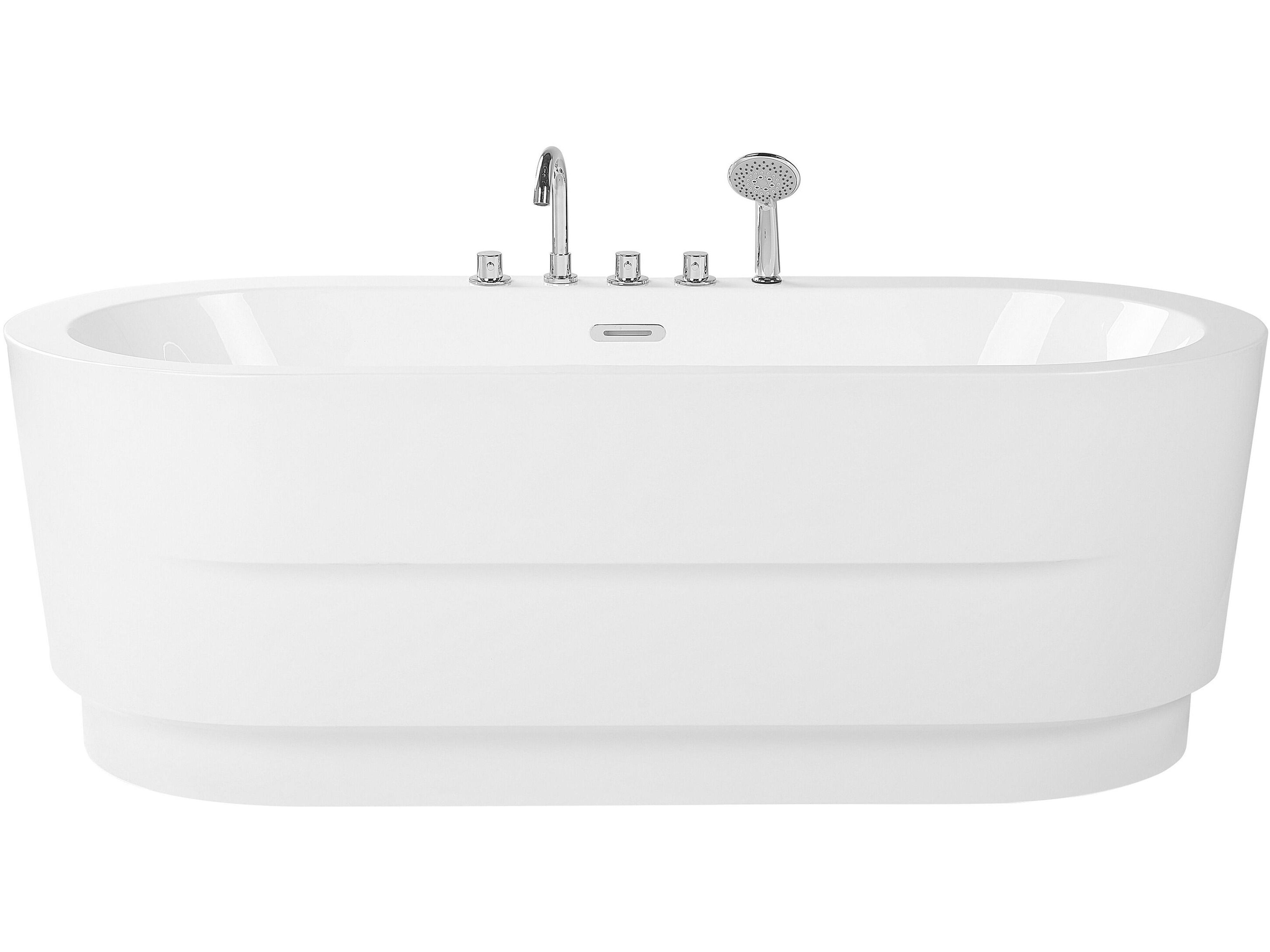 Freistehende Badewanne EMPRESA mit Armaturen 170 x 80 cm Weiß