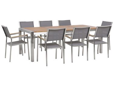 Garden Dining Set 8 Seater GROSSETO Brown/ Grey Eucalyptus Wood