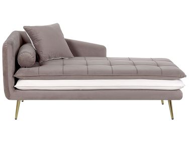 Linksseitige Chaiselongue GONESSE Samtstoff Hellbraun