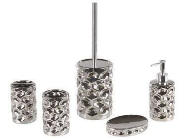 Badaccessoires Set 5-teilig TIRUA Keramik Silber