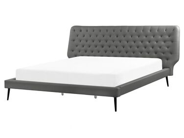 Bett mit Lattenrost Kunstleder ESSONNE 160 x 200 cm Grau