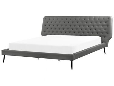 Bett mit Lattenrost Kunstleder ESSONNE 180 x 200 cm Grau