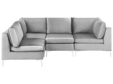 Modul Ecksofa 4-Sitzer EVJA rechtsseitig Grau Samtstoff