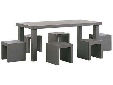 Gartenmöbel Set mit Hockern 6-Sitzer TARANTO Grau Beton