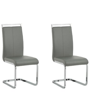Esszimmerstuhl 2er Set GREEDIN Kunstleder Grau