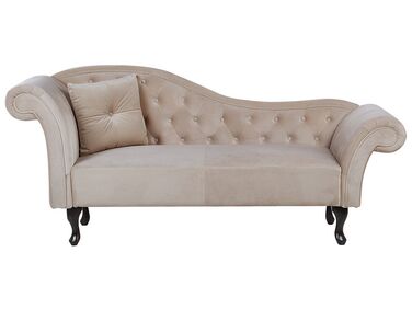 Linksseitige Chaiselongue LATTES Samtstoff Beige