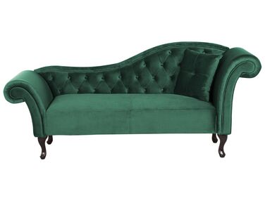 Rechtsseitige Chaiselongue LATTES Samtstoff Dunkelgrün
