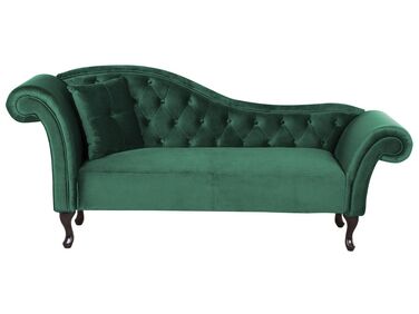 Linksseitige Chaiselongue LATTES Samtstoff Dunkelgrün