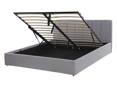 Ottoman Bed DREUX Fabric Light Grey 140 x 200 cm (EU Double)