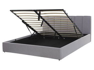 Ottoman Bed DREUX Fabric Light Grey 160 x 200 cm (EU King Size)