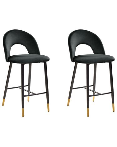 Set mit 2 Barstühlen FALTON Samtstoff Schwarz