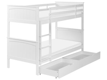 Hochbett mit Schubladen ALBON Kiefernholz Weiß 90 x 200 cm