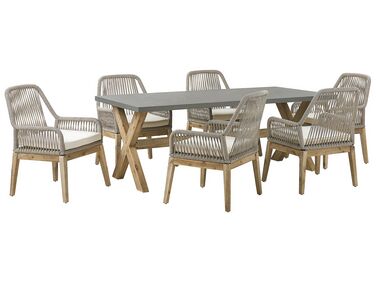 Garden Dining Set 6 Seater OLBIA Beige with Cushions
