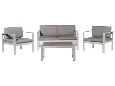 Lounge Set mit Tisch 4-Sitzer SALERNO Dunkelgrau Metall