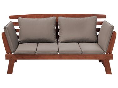 Gartenbank mit Auflage PORTICI 210 cm Eukalyptusholz Dunkelbraun / Taupe