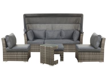 Garden Lounge Set with Table 6 Seater CORTE Dark Brown PE Rattan Modular
