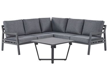 Garden Corner Sofa with Table 5 Seater VIZZINI Grey Metal