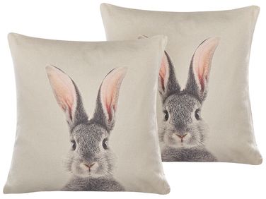 Dekokissen 2er Set QUERCUS 45 x 45 cm Taupe Tiermuster