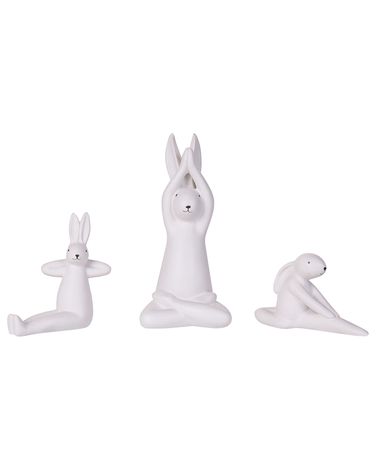 Dekofiguren 3er Set Hase BREST Keramik Weiß