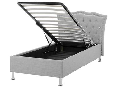 Ottoman Bed METZ Fabric Light Grey 90 x 200 cm (EU Single)