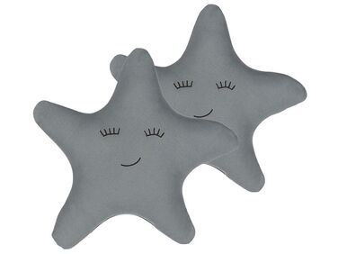 Dekokissen 2er Set BHOPAL Baumwolle 40 x 40 cm Grau Stern