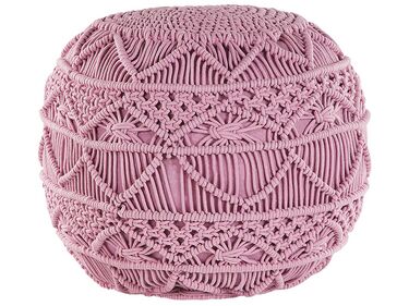 Pouffe Macramé KAYSERI Cotton Pink