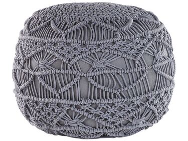 Pouffe Macramé KAYSERI Cotton Grey
