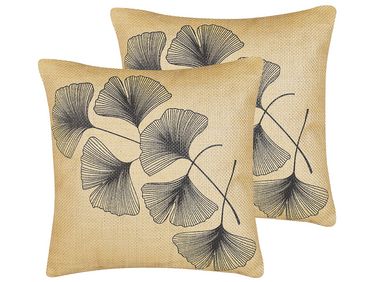 Dekokissen 2er Set WAKAD 45 x 45 cm Beige Pflanzenmuster