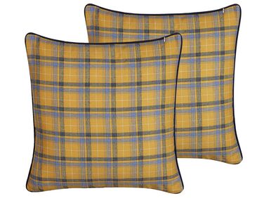 Dekokissen 2er Set DICENTRA 45 x 45 cm Gelb Kariertes Muster