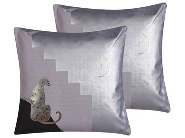 Dekokissen 2er Set DIGITALIS Baumwolle 45 x 45 cm Grau Abstraktes Muster