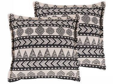 Dekokissen 2er Set HENTEPE Baumwolle 45 x 45 cm Schwarz Geometrisches Muster