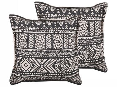 Dekokissen 2er Set SIRVAN Baumwolle 45 x 45 cm Schwarz Geometrisches Muster