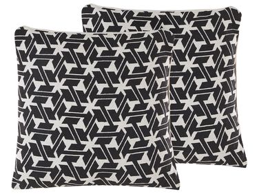 Dekokissen 2er Set ANDIRIN Baumwolle 45 x 45 cm Schwarz Geometrisches Muster