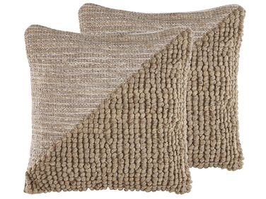 Dekokissen 2er Set ASLANAPA Baumwolle 45 x 45 cm Beige Ohne Muster