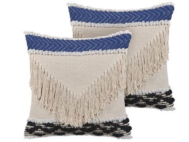Dekokissen 2er Set SOFCA Baumwolle 45 x 45 cm Beige Geometrisches Muster