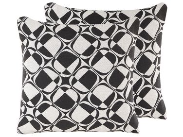 Dekokissen 2er Set KOTURE Baumwolle 45 x 45 cm Schwarz / Weiß Geometrisches Muster