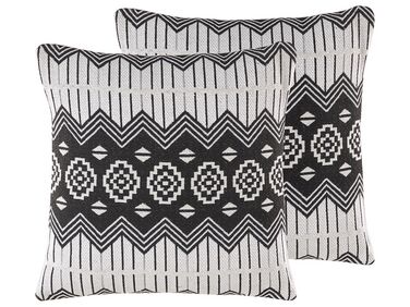 Dekokissen 2er Set CARDAK Baumwolle 45 x 45 cm Schwarz / Weiß Geometrisches Muster