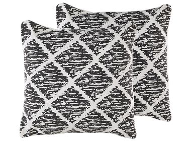 Dekokissen 2er Set HAZRO Baumwolle 45 x 45 cm Schwarz Geometrisches Muster