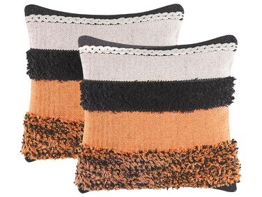 Dekokissen 2er Set MIHALGAZI Baumwolle 45 x 45 cm Bunt Streifenmuster