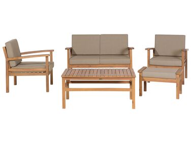 Garden Lounge Set with Table and Ottoman 4 Seater MANILA Light Brown Acacia Wood